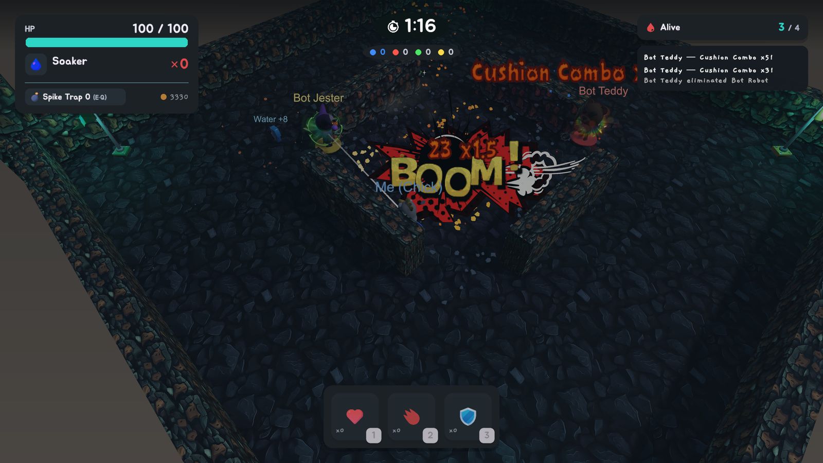 A bank shot exploding into a cushion combo