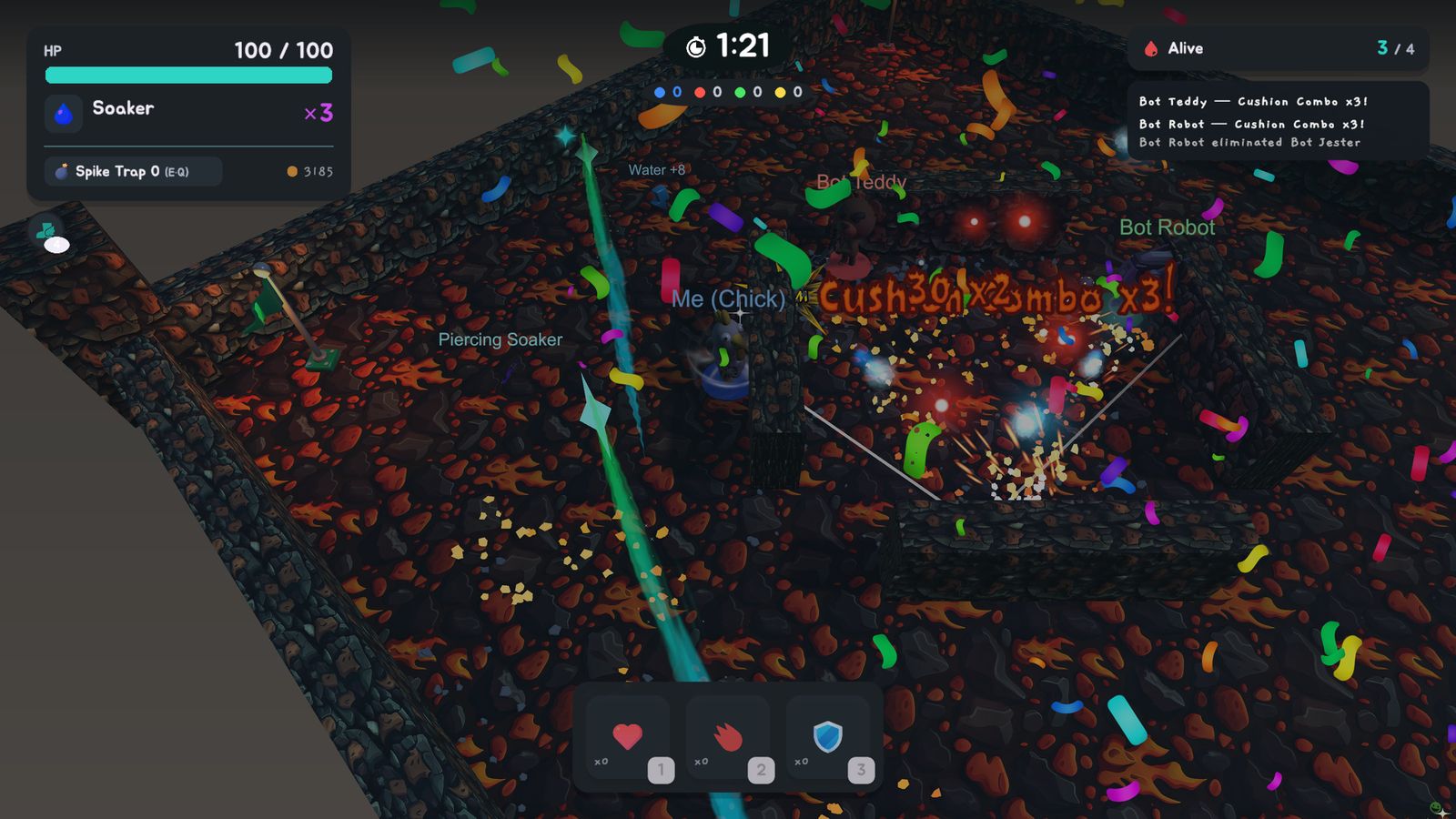 A 4-player brawl in the Festival Yard arena