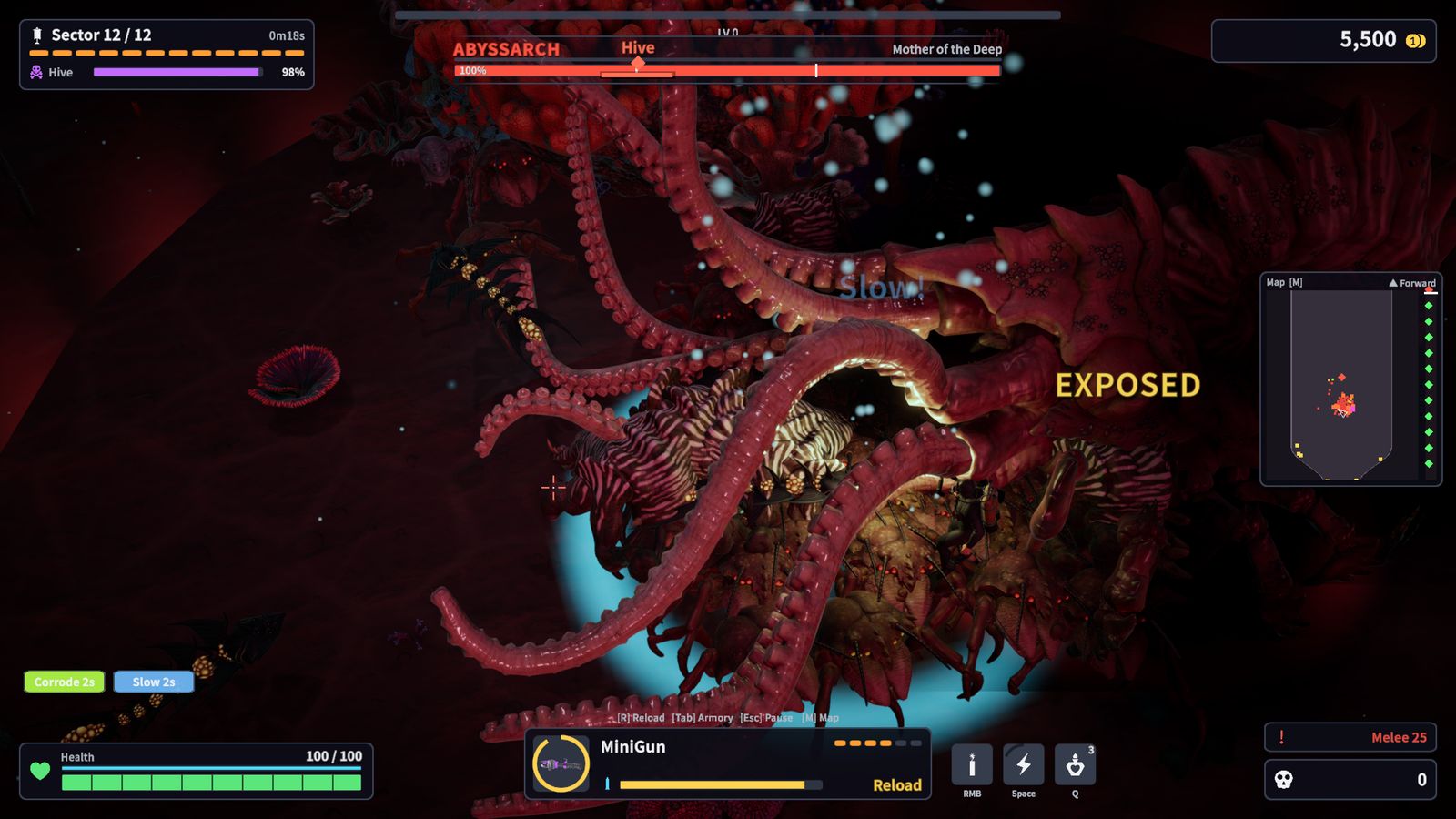 Boss fight with ABYSSARCH, mother of the deep