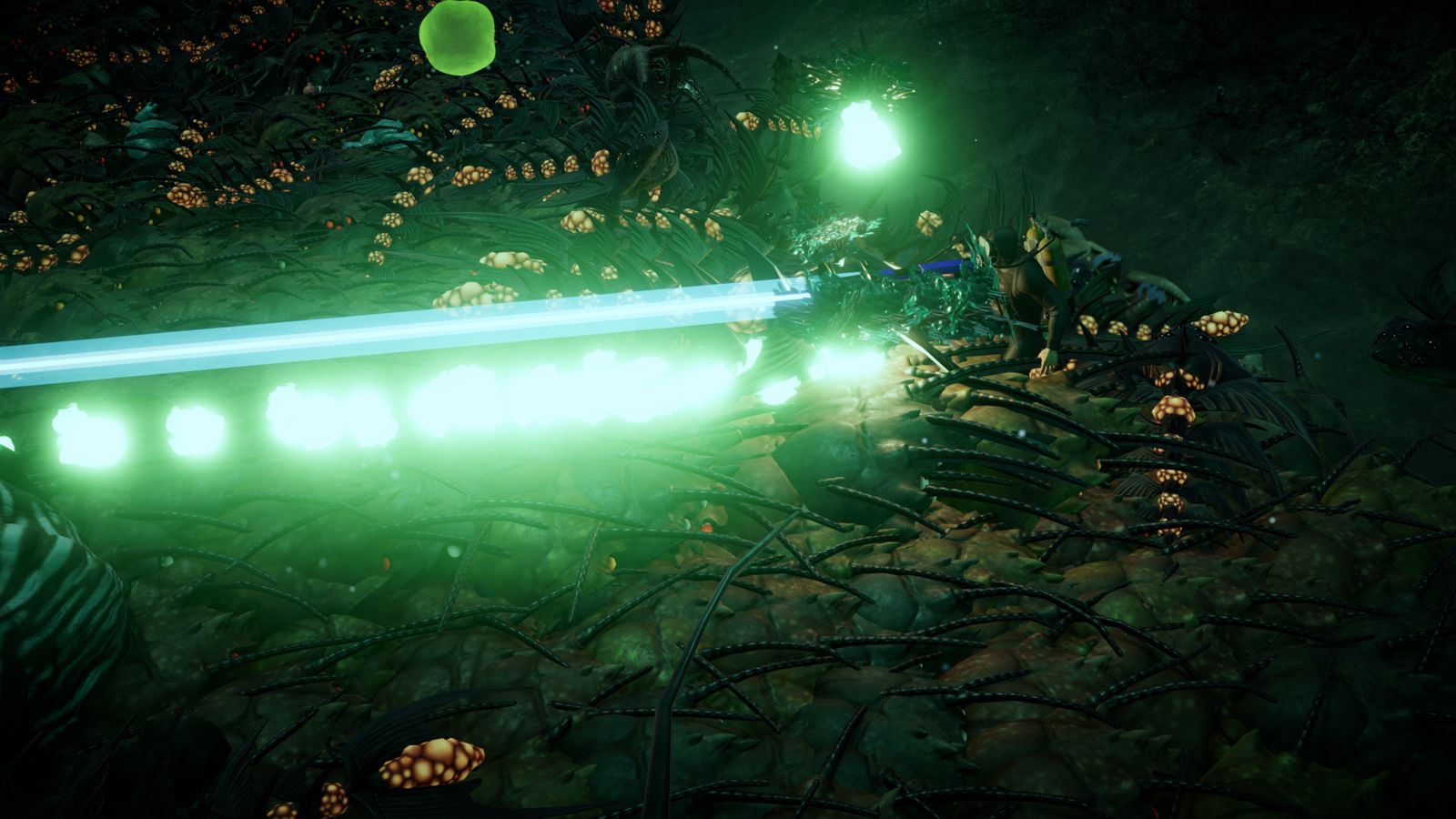 A laser cutting across the alien-sea abyss world